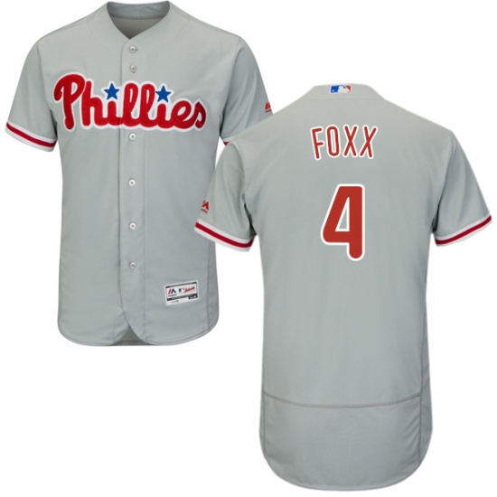Men's Majestic Philadelphia Phillies #4 Jimmy Foxx Grey Road Flex Base Authentic Collection MLB Jersey - Ujersey