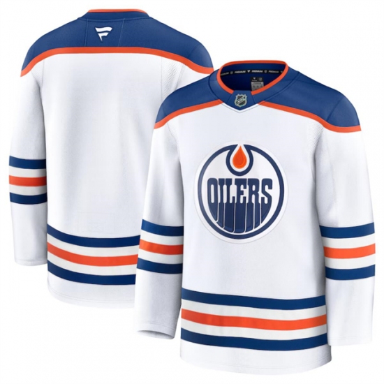 Men's Edmonton Oilers Blank White 2024-25 Away Stitched Hockey Jersey - Ujersey