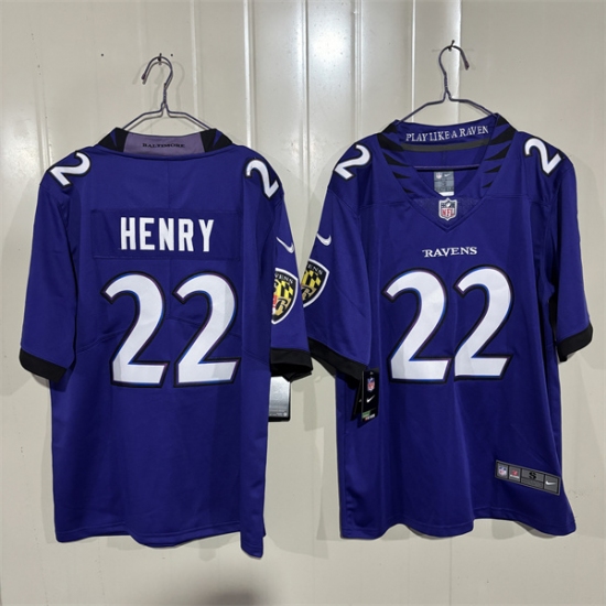 Men's Baltimore Ravens #22 Derrick Henry Purple 2026 Alternate Vapor Limited Football Stitched Jersey - Ujersey