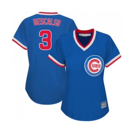 Women's Chicago Cubs #3 Daniel Descalso Authentic Royal Blue Cooperstown Baseball Jersey - Ujersey