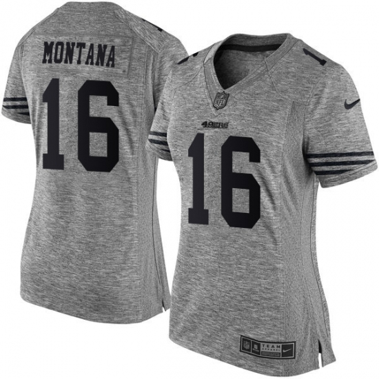 Women's Nike San Francisco 49ers #16 Joe Montana Limited Gray Gridiron NFL Jersey - Ujersey