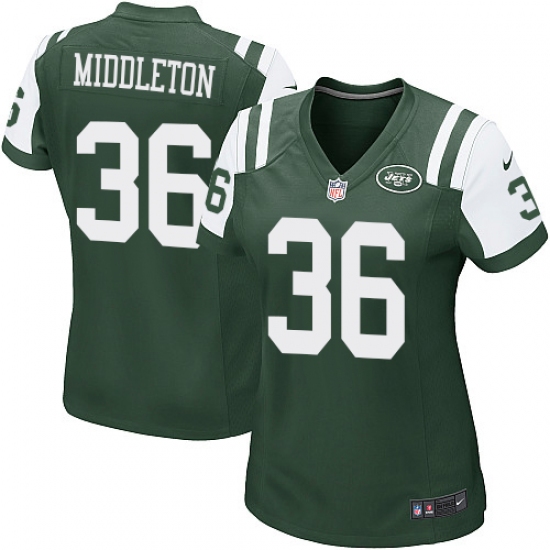 Women Nike New York Jets #36 Doug Middleton Game Green Team Color NFL Jersey - Ujersey