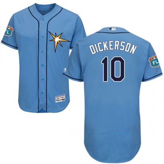 Men's Majestic Tampa Bay Rays #10 Corey Dickerson Light Blue Flexbase Authentic Collection MLB Jersey - Ujersey