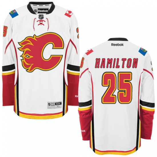 Women's Reebok Calgary Flames #25 Freddie Hamilton Authentic White Away NHL Jersey - Ujersey