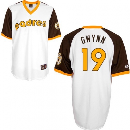 Men's Mitchell and Ness San Diego Padres #19 Tony Gwynn Authentic White Throwback MLB Jersey - Ujersey