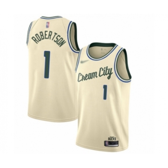 Youth Milwaukee Bucks #1 Oscar Robertson Swingman Cream Basketball Jersey - 2019 20 City Edition - Ujersey