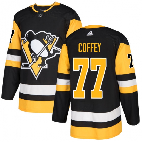 Men's Adidas Pittsburgh Penguins #77 Paul Coffey Authentic Black Home NHL Jersey - Ujersey