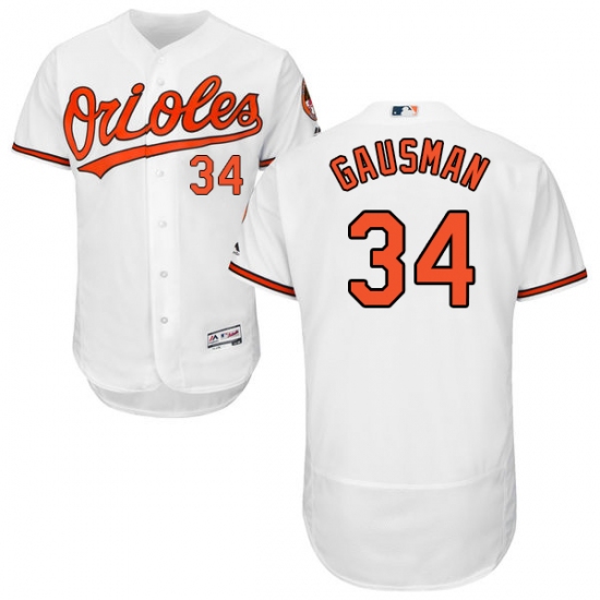 Men's Majestic Baltimore Orioles #34 Kevin Gausman White Home Flex Base Authentic Collection MLB Jersey - Ujersey