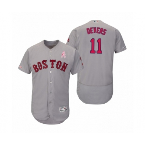 Men's 2019 Mothers Day Rafael Devers Boston Red Sox #11 Gray Flex Base Road Jersey - Ujersey