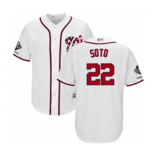 Youth Washington Nationals #22 Juan Soto Authentic White Home Cool Base 2019 World Series Champions Baseball Jersey - Ujersey