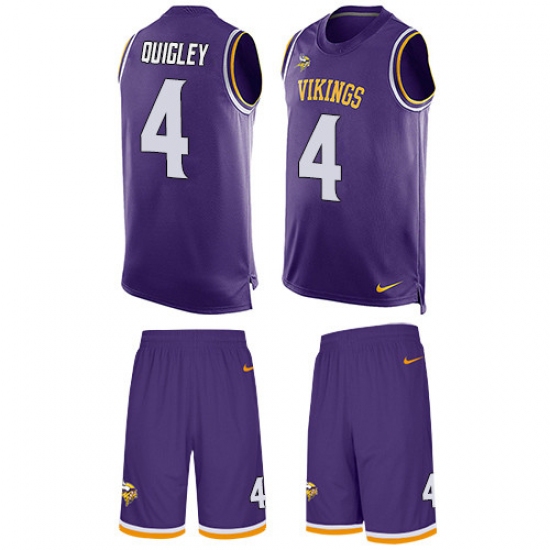 Men's Nike Minnesota Vikings #4 Ryan Quigley Limited Purple Tank Top Suit NFL Jersey - Ujersey