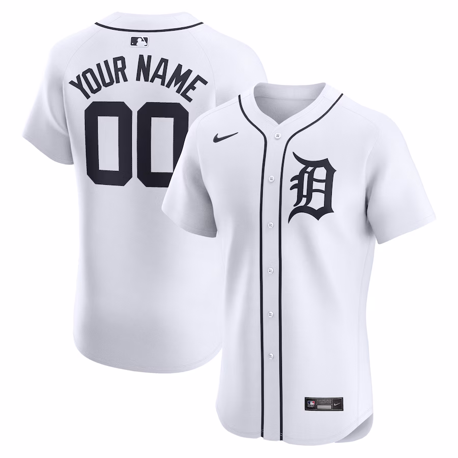 Men's Detroit Tigers Nike White Home Elite Custom Jersey - Ujersey NHL