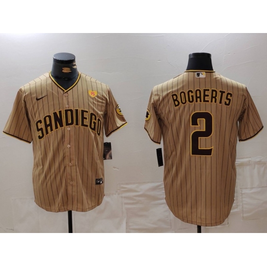 Men's San Diego Padres #2 Xander Bogaerts Khaki With PS Cool Base Stitched Jersey - Ujersey