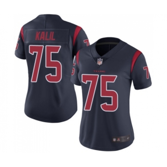 Women's Houston Texans #75 Matt Kalil Limited Navy Blue Rush Vapor Untouchable Football Jersey - Ujersey