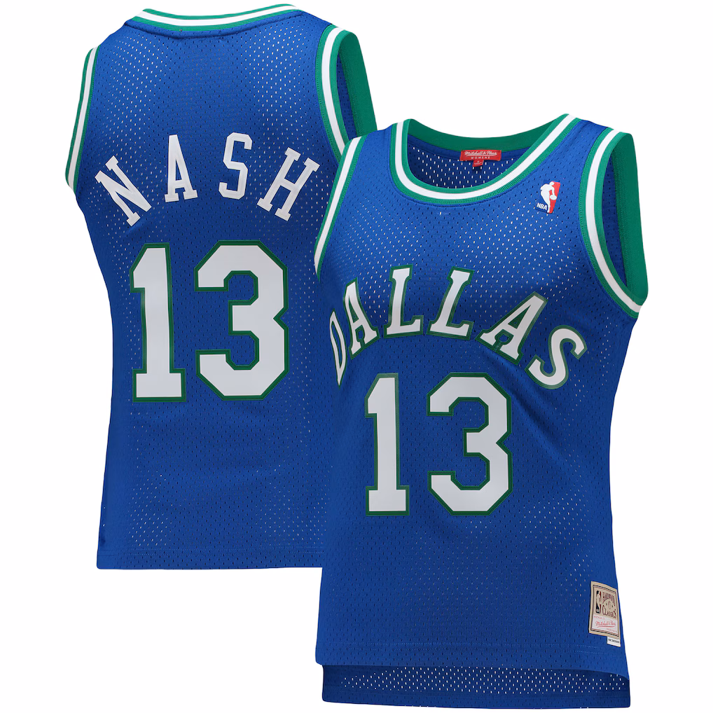 Women's Dallas Mavericks Steve Nash Mitchell & Ness Blue 1998/99 Hardwood Classics Swingman Jersey - ujerseystore