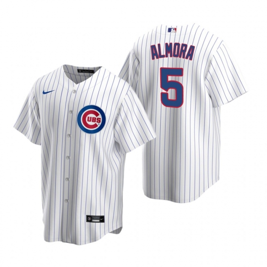 Men's Nike Chicago Cubs #5 Albert Almora Jr White Home Stitched Baseball Jersey - Ujersey