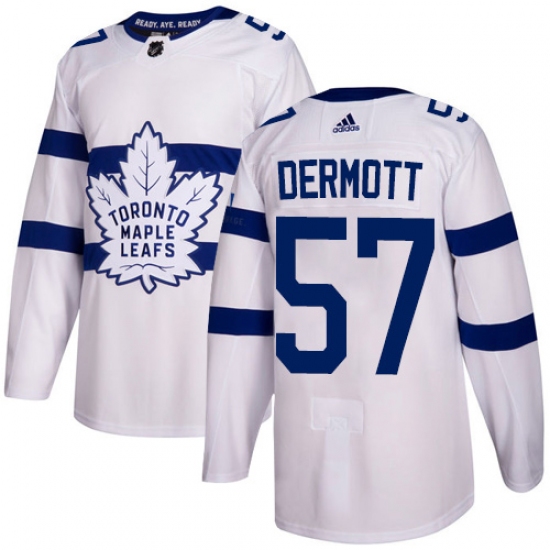 Men's Adidas Toronto Maple Leafs #57 Travis Dermott Authentic White 2018 Stadium Series NHL Jersey - Ujersey