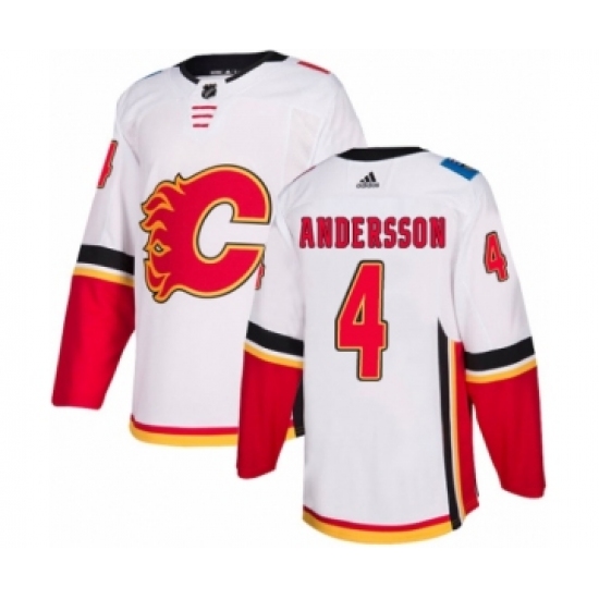 Men's Adidas Calgary Flames #4 Rasmus Andersson Authentic White Away NHL Jersey - Ujersey