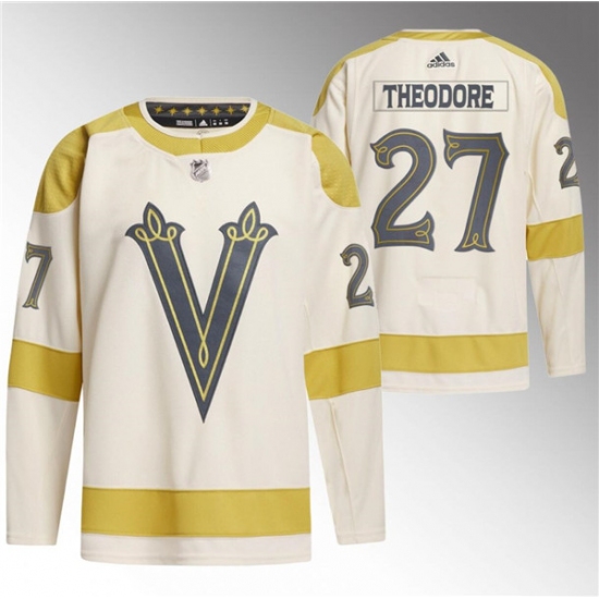 Men's Vegas Golden Knights #27 Shea Theodore Cream 2024 Winter Classic Breakaway Stitched Jersey - Ujersey