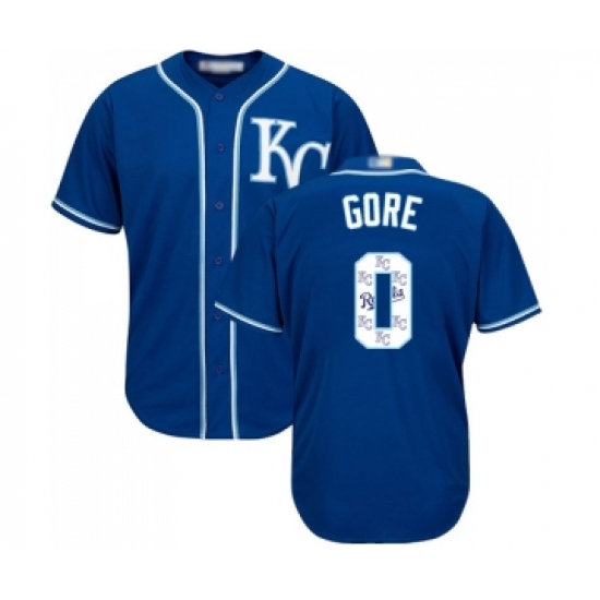 Men's Kansas City Royals #0 Terrance Gore Blue Authentic Blue Team Logo Fashion Cool Base Baseball Jersey - Ujersey