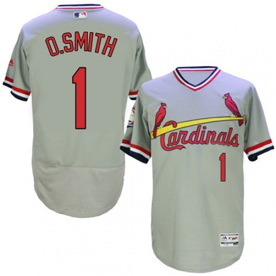 Men's Majestic St. Louis Cardinals #1 Ozzie Smith Grey Flexbase Authentic Collection Cooperstown MLB Jersey - Ujersey