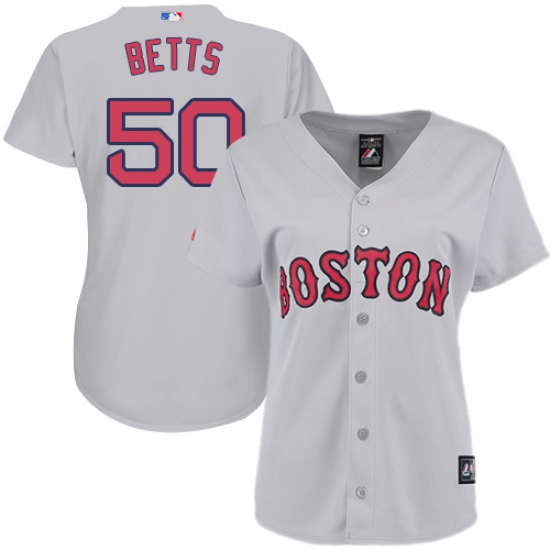 Women's Majestic Boston Red Sox #50 Mookie Betts Authentic Grey Road MLB Jersey - Ujersey