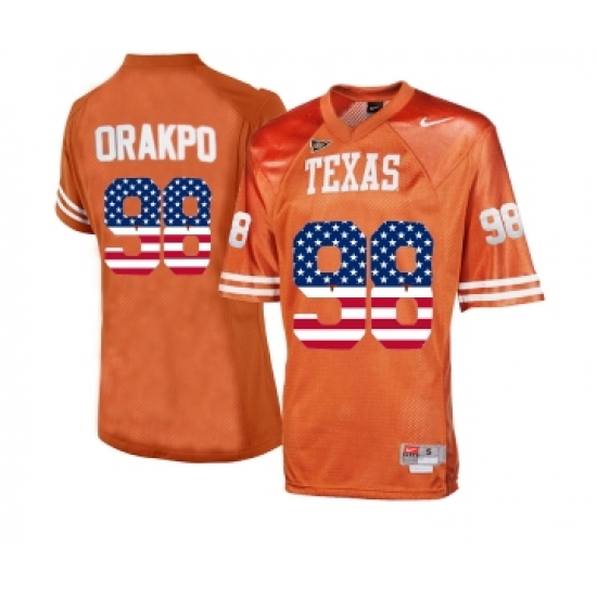 Texas Longhorns 98 Brian Orakpo Orange College Football Throwback Jersey