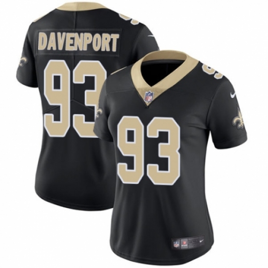 Women's Nike New Orleans Saints #93 Marcus Davenport Black Team Color Vapor Untouchable Limited Player NFL Jersey - Ujersey