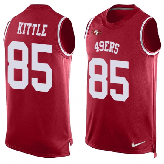 Men's Nike San Francisco 49ers #85 George Kittle Limited Red Player Name & Number Tank Top NFL Jersey - Ujersey