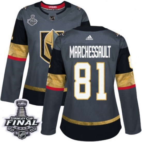 Women's Adidas Vegas Golden Knights #81 Jonathan Marchessault Authentic Gray Home 2018 Stanley Cup Final NHL Jersey - Ujersey