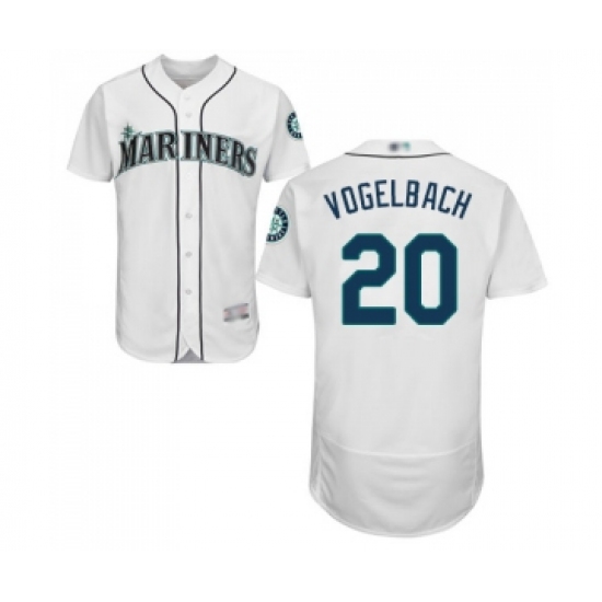 Men's Seattle Mariners #20 Dan Vogelbach White Home Flex Base Authentic Collection Baseball Jersey - Ujersey
