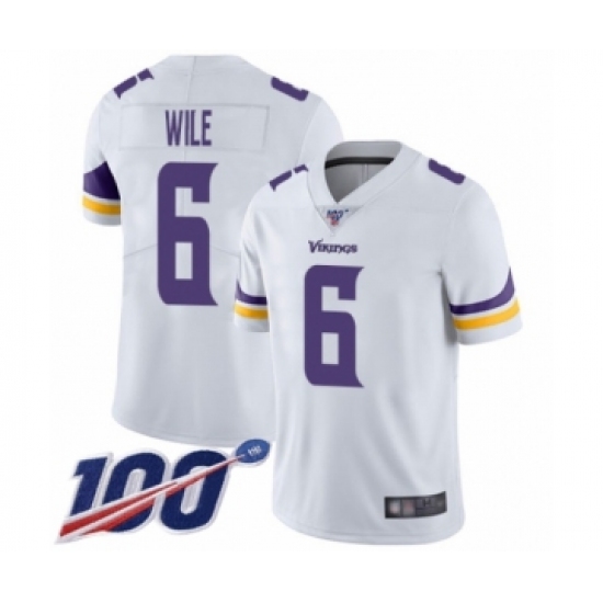 Men's Minnesota Vikings #6 Matt Wile White Vapor Untouchable Limited Player 100th Season Football Jersey - Ujersey