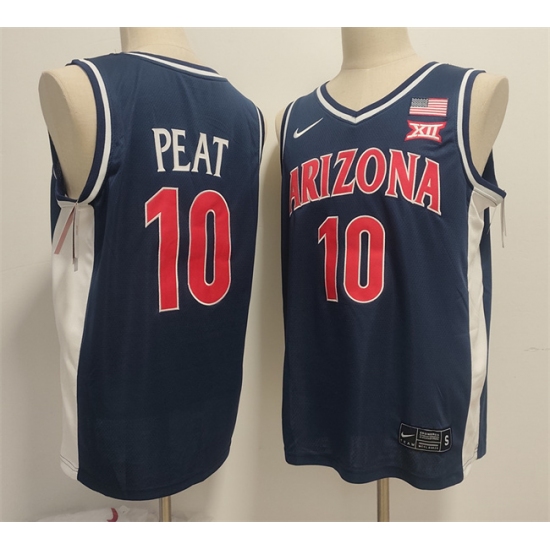 Men's Arizona Wildcats #10 Koa Peat Navy Stitched Jersey - Ujersey