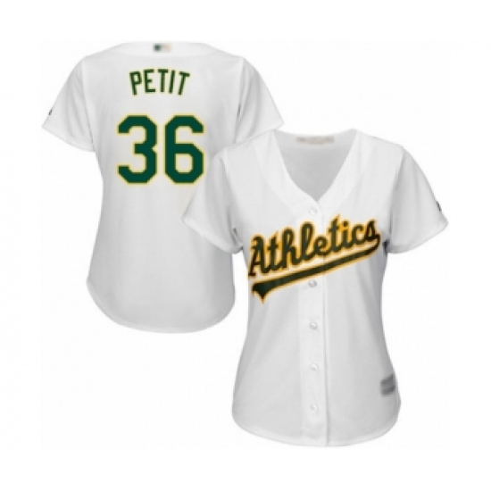 Women's Oakland Athletics #36 Yusmeiro Petit Authentic White Home Cool Base Baseball Player Jersey - Ujersey