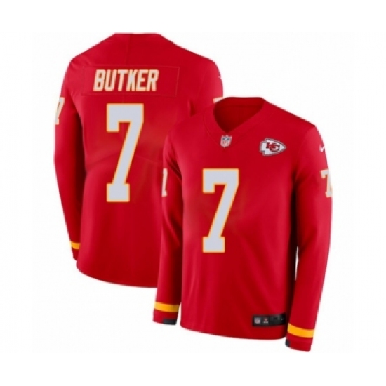 Men's Nike Kansas City Chiefs #7 Harrison Butker Limited Red Therma Long Sleeve NFL Jersey - Ujersey