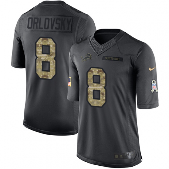 Youth Nike Detroit Lions #8 Dan Orlovsky Limited Black 2016 Salute to Service NFL Jersey - Ujersey