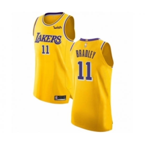 Men's Los Angeles Lakers #11 Avery Bradley Authentic Gold Basketball Jersey - Icon Edition - Ujersey