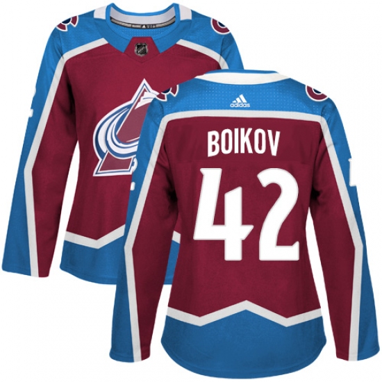 Women's Adidas Colorado Avalanche #42 Sergei Boikov Premier Burgundy Red Home NHL Jersey - Ujersey