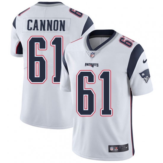 Men's Nike New England Patriots #61 Marcus Cannon White Vapor Untouchable Limited Player NFL Jersey - Ujersey