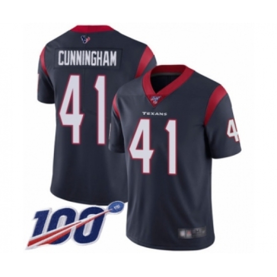 Men's Houston Texans #41 Zach Cunningham Navy Blue Team Color Vapor Untouchable Limited Player 100th Season Football Jersey - Ujersey
