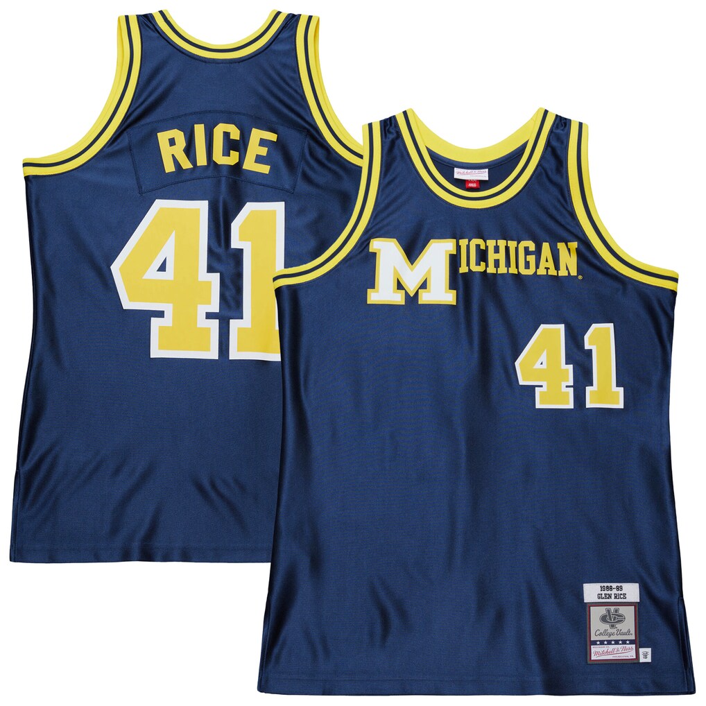 Men's Mitchell & Ness Glen Rice Navy Michigan Wolverines 1988/89 Authentic Jersey - ujerseystore