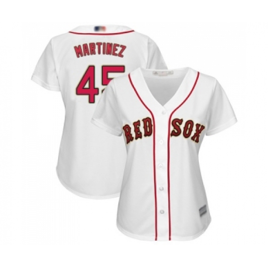 Women's Boston Red Sox #45 Pedro Martinez Authentic White 2019 Gold Program Cool Base Baseball Jersey - Ujersey