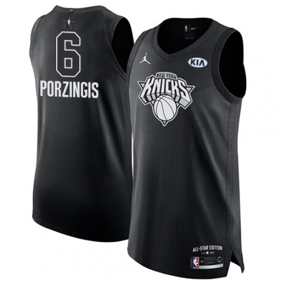 Men's Nike Jordan New York Knicks #6 Kristaps Porzingis Authentic Black 2018 All-Star Game NBA Jersey - Ujersey
