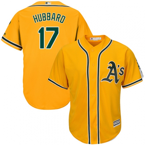 Youth Majestic Oakland Athletics #17 Glenn Hubbard Authentic Gold Alternate 2 Cool Base MLB Jersey - Ujersey