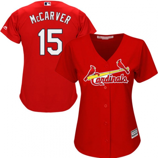 Women's Majestic St. Louis Cardinals #15 Tim McCarver Replica Red Alternate Cool Base MLB Jersey - Ujersey