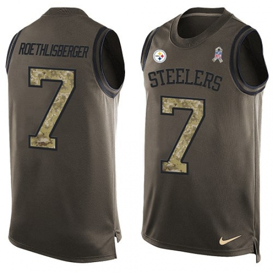 Men's Nike Pittsburgh Steelers #7 Ben Roethlisberger Limited Green Salute to Service Tank Top NFL Jersey - Ujersey