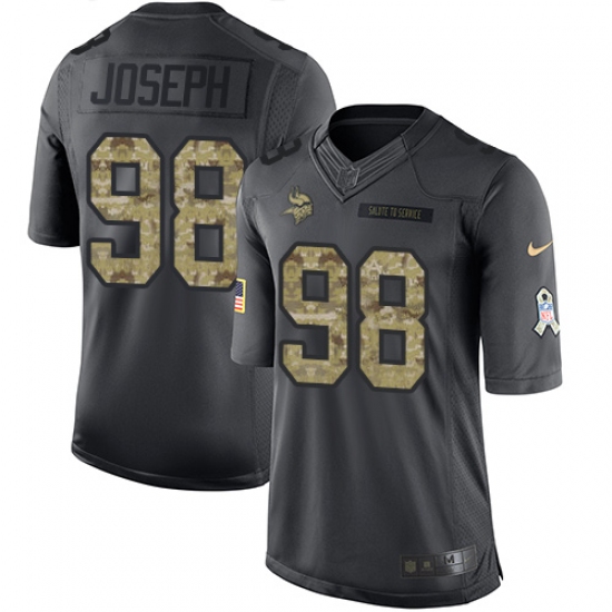Youth Nike Minnesota Vikings #98 Linval Joseph Limited Black 2016 Salute to Service NFL Jersey - Ujersey