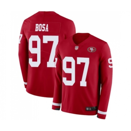Youth San Francisco 49ers #97 Nick Bosa Limited Red Therma Long Sleeve Football Jersey - Ujersey