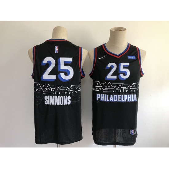 Men's Philadelphia 76ers #25 Ben Simmons Nike Black 2020-21 Swingman Jersey - Ujersey