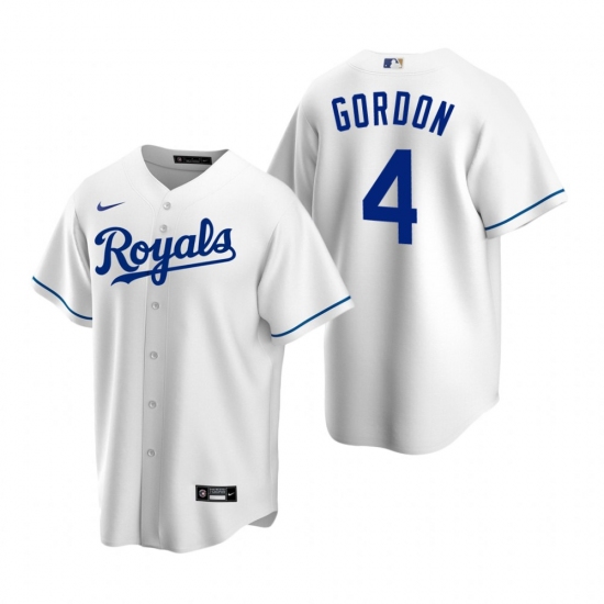 Men's Nike Kansas City Royals #4 Alex Gordon White Home Stitched Baseball Jersey - Ujersey